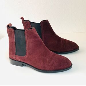 ASOS Burgundy Suede Slip On Boots‎